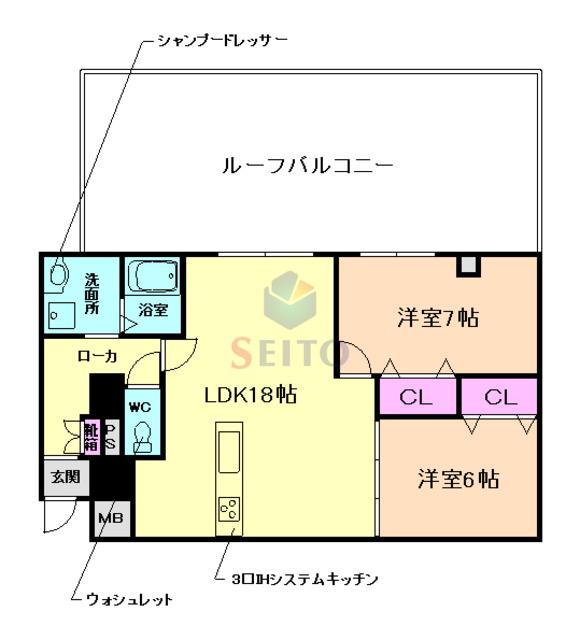 LAPIS(2LDK/6階)の間取り写真