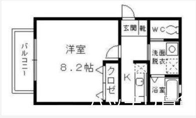 リブレア板付B(1K/2階)の間取り写真