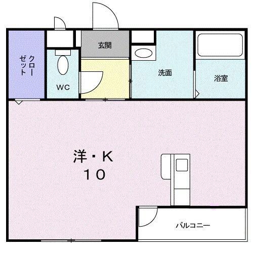ソレイユ・ル・ヴァン(1K/1階)の間取り写真