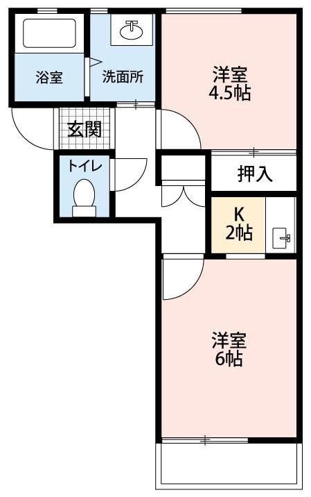 カトレアガーデン(2K/2階)の間取り写真