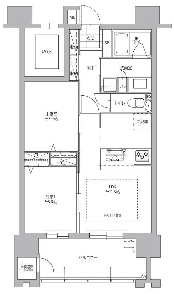 ウェルブライト糸島中央(2LDK/6階)の間取り写真