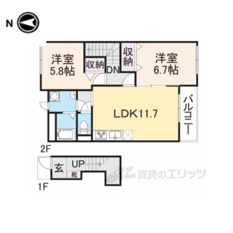 パークサイド学園前(2LDK/2階)の間取り写真