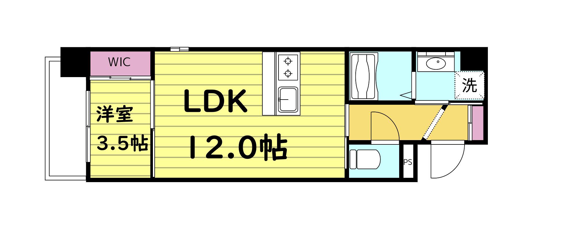 ウイルコート大今里西(1LDK/1階)の間取り写真