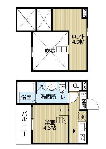LALUCE烏森(1SK/2階)の間取り写真