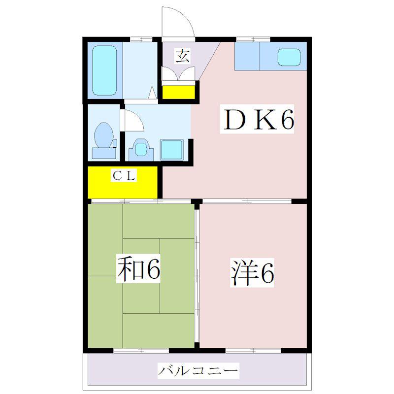 レジデンス田上台(2DK/1階)の間取り写真