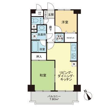 ライオンズマンション竹ノ塚第3(2LDK/6階)の間取り写真