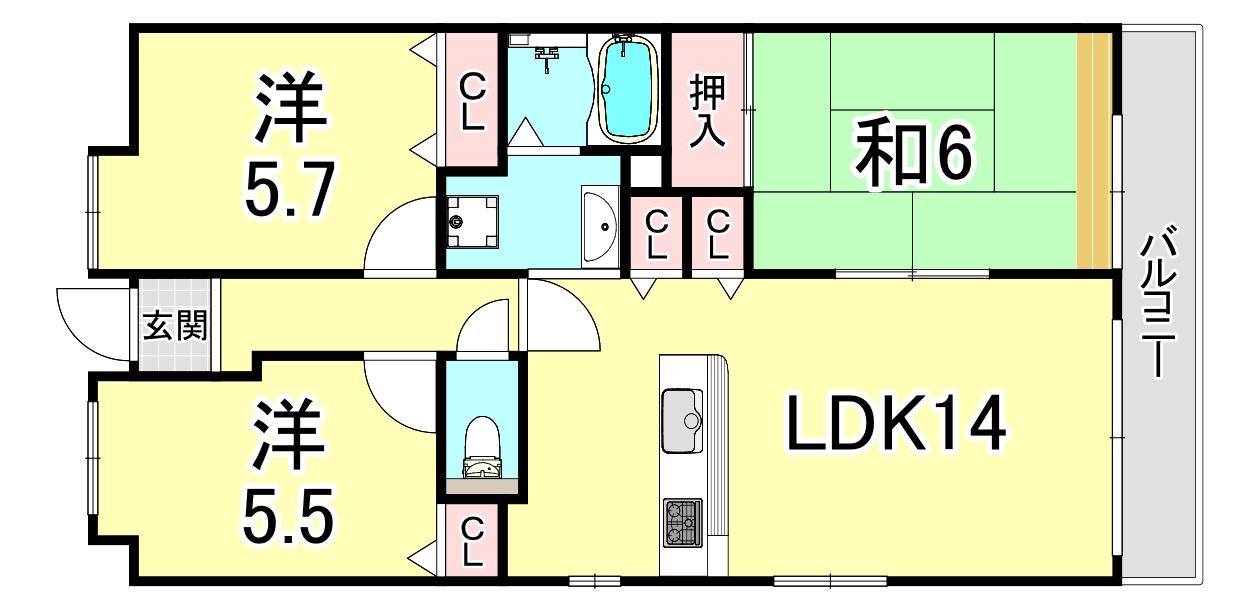 グランシャリオ(3LDK/2階)の間取り写真