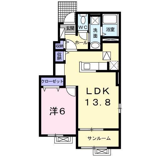 ラフィネIV(1LDK/1階)の間取り写真