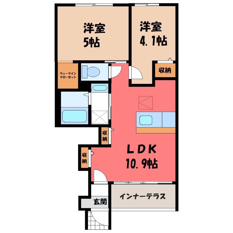 ベルモーロA(2LDK/1階)の間取り写真