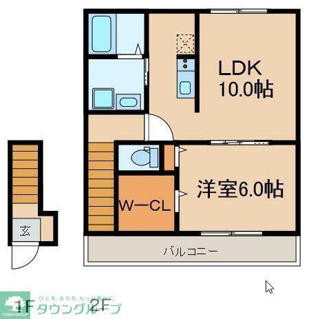フローラメゾン鷺ノ宮(1LDK/2階)の間取り写真