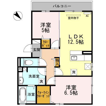 コージィコートウエスト(2LDK/1階)の間取り写真