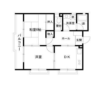 エステート南林間(2DK/2階)の間取り写真
