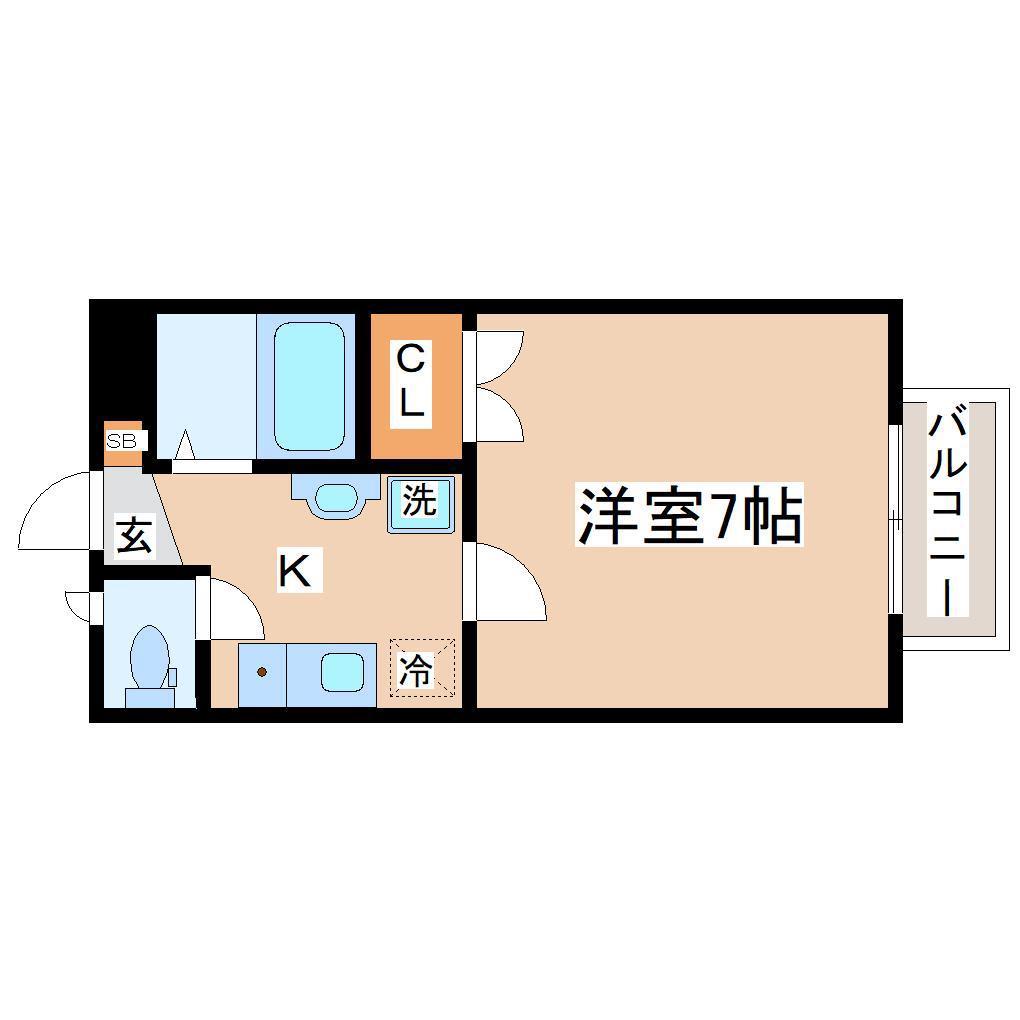 フォレストヴィラI(1K/2階)の間取り写真