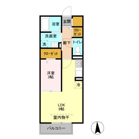 メイサ氷川(1LDK/2階)の間取り写真