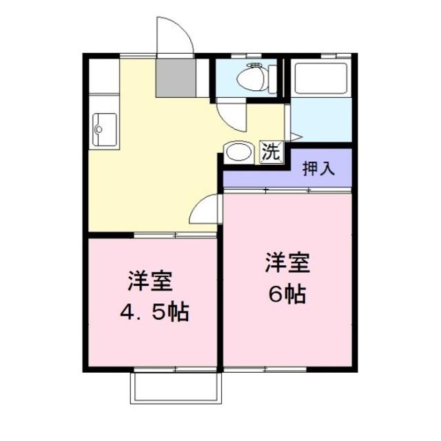 鶴瀬グリーンハイツB(2DK/2階)の間取り写真