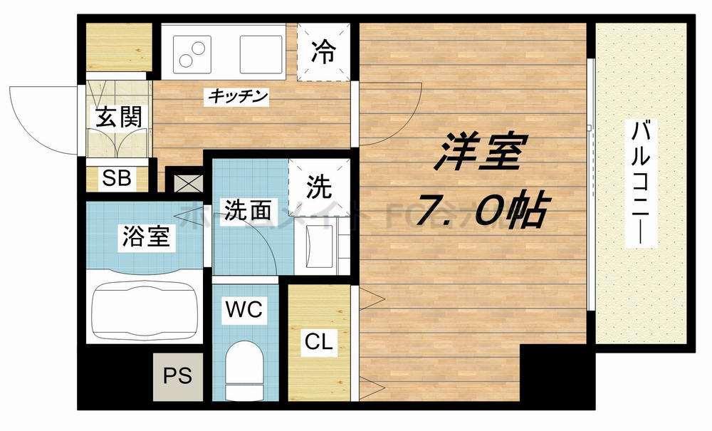 PARK HILLS 玉造 AGERATE(1K/2階)の間取り写真