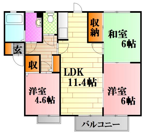 ディアスイースト(3LDK/2階)の間取り写真