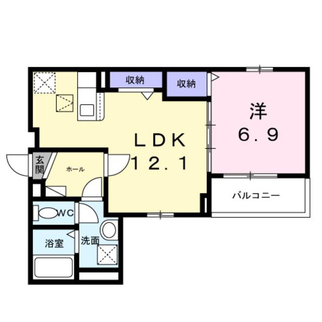 ヒカルサ泉大津条南町(1LDK/1階)の間取り写真