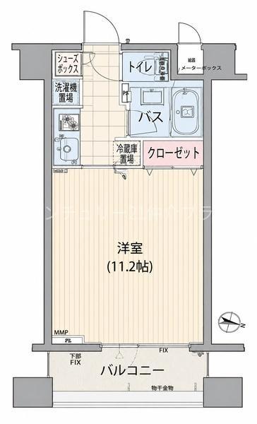 ダイナシティ湘南台(1K/5階)の間取り写真
