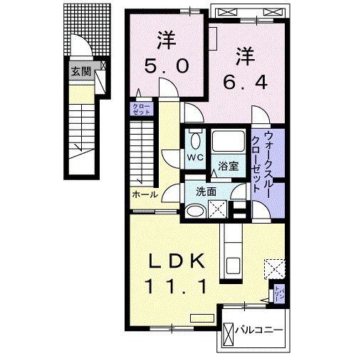 エスペランサ M II(2LDK/2階)の間取り写真