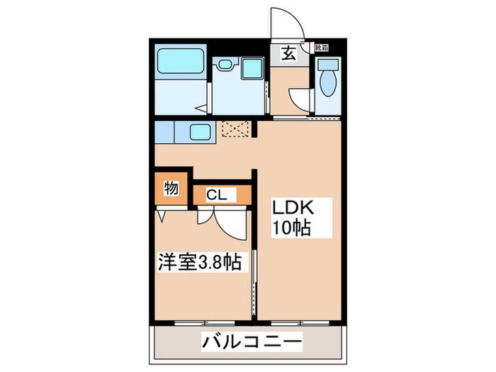 シェリス(1LDK/2階)の間取り写真