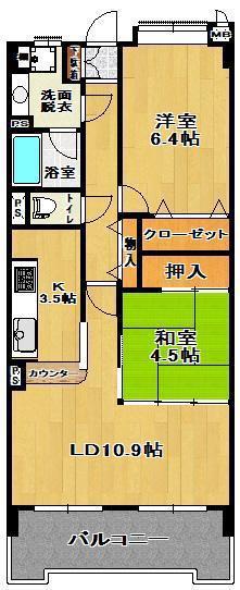 サンシティ郡山駅東(2LDK/2階)の間取り写真