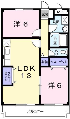 アネックスイースト(2LDK/1階)の間取り写真