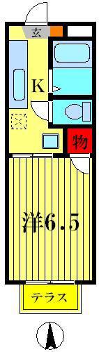 JR常磐線 金町駅 徒歩3分 2階建 築38年(1K/1階)の間取り写真
