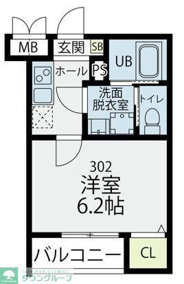 プラフィド(1K/3階)の間取り写真