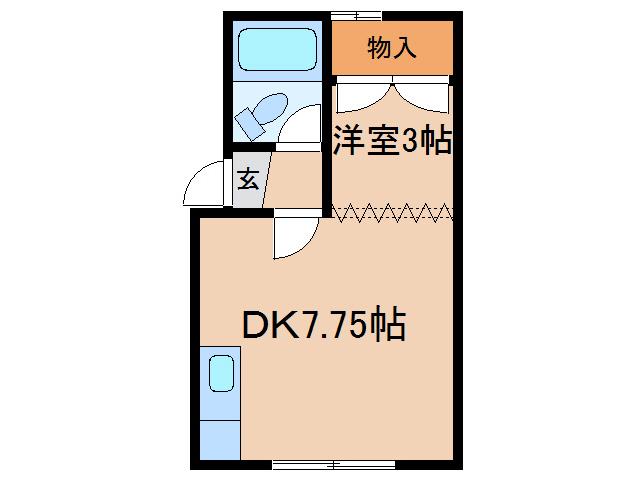 パークサイドA(1DK/2階)の間取り写真