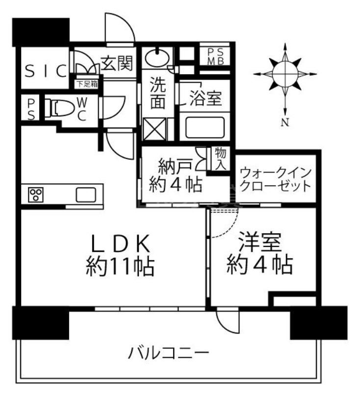 クリオレジダンス川崎南幸町(1LDK/11階)の間取り写真