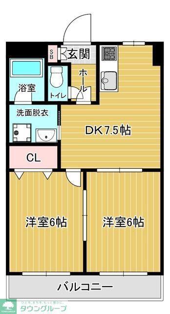 キャピタル南越(2DK/4階)の間取り写真