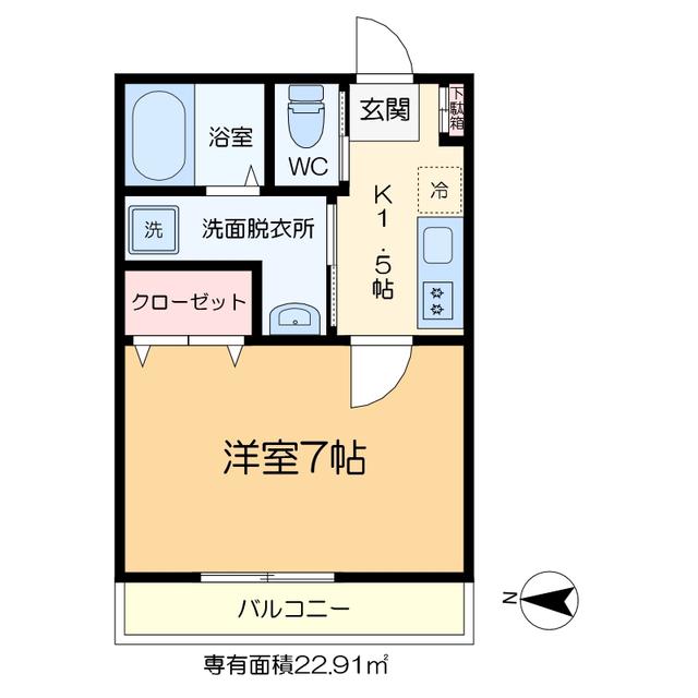 サンルーフ綾瀬(1K/1階)の間取り写真