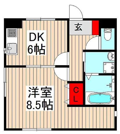 プラムハウス(1DK/1階)の間取り写真
