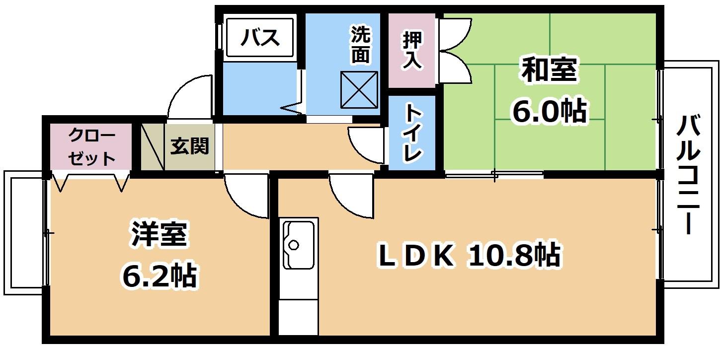 RUCANA(2LDK/2階)の間取り写真
