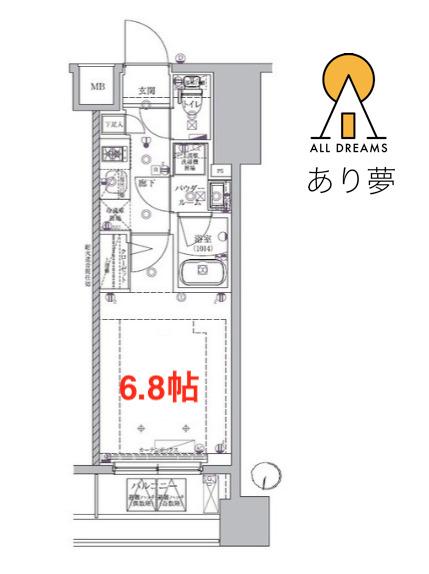 RELUXIA TERRACE横濱吉野町(1K/7階)の間取り写真