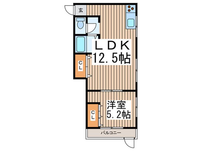 キャッスル北中(1LDK/2階)の間取り写真