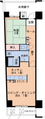 キャナルタウンウエスト 4号棟(1LDK/4階)の間取り写真