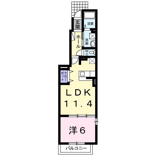 ボニート(1LDK/1階)の間取り写真