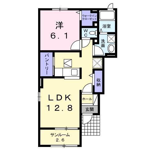 セレーノY(1LDK/1階)の間取り写真
