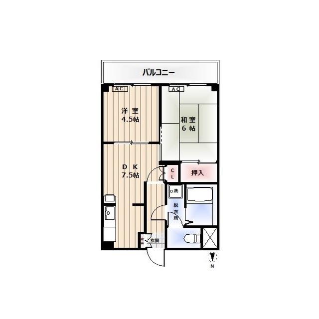 サンローゼ津田NO.1(2DK/1階)の間取り写真
