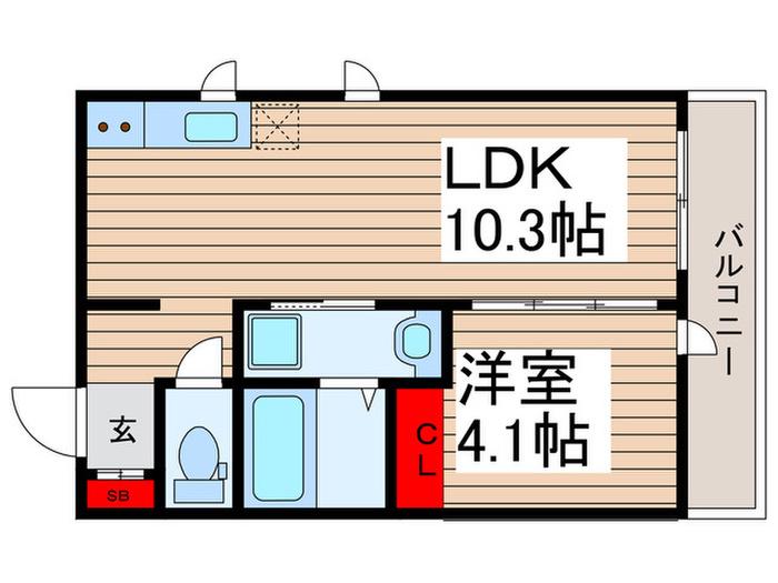 WOODION.R(1LDK/2階)の間取り写真