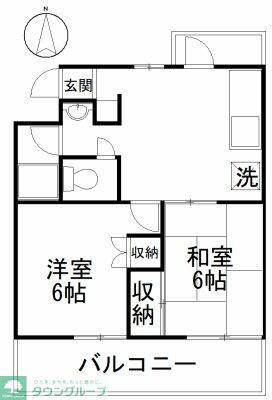 ヒルズ司II(2DK/3階)の間取り写真