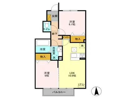 D‐ROOM ウィット箱森 105(2LDK/2階)の間取り写真