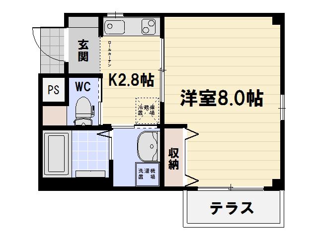ワイズソラーナ(1K/1階)の間取り写真