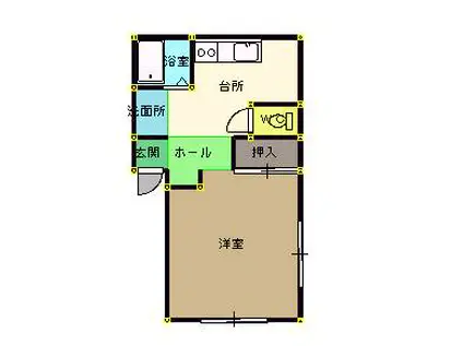 ヒチフクハイツII(1DK/2階)の間取り写真