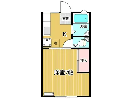 ハイツ栗山(1K/2階)の間取り写真