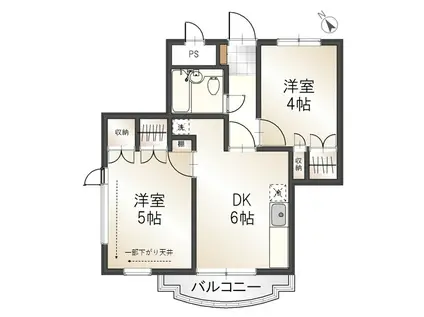 にしとこマンション(2DK/4階)の間取り写真
