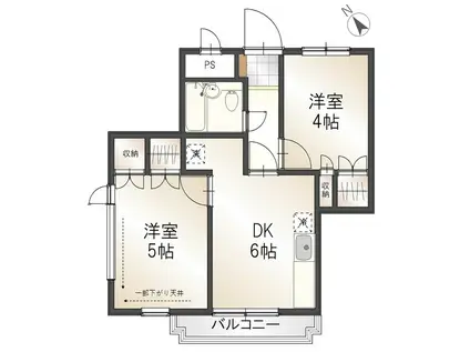 にしとこマンション(2DK/4階)の間取り写真