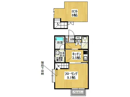 PRIMEVERE.M(1K/2階)の間取り写真